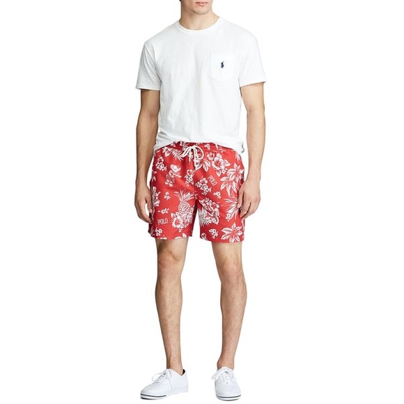 Polo Ralph Lauren Polo Bear Swim Trunks Shorts Red - Picture 3 of 12